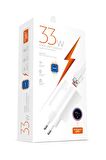 Powerway M33 Set Süper Turbo 33W Hızlı Şarj Adaptörü Gan Teknoloji Usb Şarj Başlığı Ekstra Kablolu