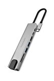 Powerway Type-C Hub Dönüştürücü Hdmi Usb Micro Sd Çevirici 8 Girişli Çoğaltıcı Universal Uyumluluk
