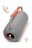 BeatBox Gri Led Işıklı Dayanıklı Ses Bombası Usb Sd Aux FM Radyo Bluetooh Hoparlör