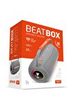 BeatBox Gri Led Işıklı Dayanıklı Ses Bombası Usb Sd Aux FM Radyo Bluetooh Hoparlör