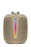 Powerway Bold Haki Taşınabilir Ses Bombası Kablosuz Bluetooth Hoparlör Speaker Yüksek Sesli TWS