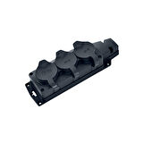 HOROZ Kauçuk 3 lü Grup Priz Siyah