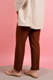 Kadın Dar Kalıp Havuç Pantolon Bel Lastikli Pantolon Kahverengi