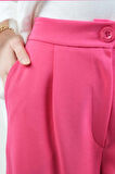 Tesettür Pantolon Double Mira Cepli Palazzo Pantolon Pembe