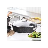 Falez Black Line 24 cm Granit Basık Tencere