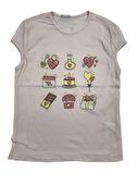 Winimo T-Shirt Süprem Kalp Pasta Kalp Baskılı Pembe