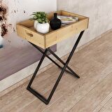 Woodesk Rio Masif Ağaç Natural Renk 50x30 Tepsi Sehpa CPT2008-50