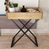 Woodesk Rio Masif Ağaç Natural Renk 50x30 Tepsi Sehpa CPT2008-50