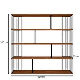 Woodesk Defne Masif Ahşap Tik Renk 200x200 Kitaplık CPT6008-200