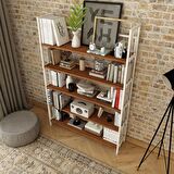 Woodesk Buket Masif Ahşap Tik-Beyaz Renk 180x124 Kitaplık CPT6010-180