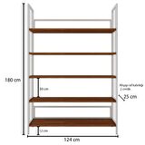 Woodesk Buket Masif Ahşap Tik-Beyaz Renk 180x124 Kitaplık CPT6010-180