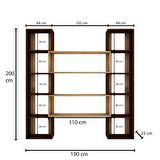 Woodesk Dublin Masif Ağaç Ceviz Renk 190x200 Kitaplık CPT6013-200