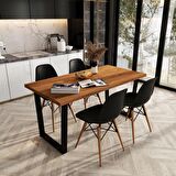 Woodesk Beril Masif Tik Renk 180x80 Sandalyeli Masa Takımı CPT7353-180