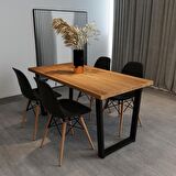 Woodesk Beril Masif Tik Renk 180x80 Sandalyeli Masa Takımı CPT7353-180