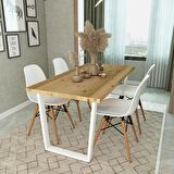 Woodesk Hayal Masif Natural Renk 140x70 Sandalyeli Masa Takımı CPT7364-140