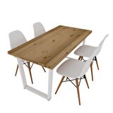 Woodesk Hayal Masif Natural Renk 140x70 Sandalyeli Masa Takımı CPT7364-140