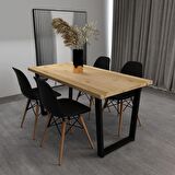 Woodesk Beril Masif Natural Renk 140x70 Sandalyeli Masa Takımı CPT7662-140