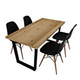 Woodesk Beril Masif Natural Renk 140x70 Sandalyeli Masa Takımı CPT7662-140