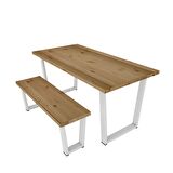 Woodesk Mayıs Masif Natural Renk 180x80 Banklı Yemek Masası CPT7685-180