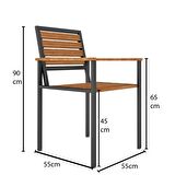 Woodesk Alaca Masif Ahşap Bahçe Masa + 6 Sandalye Takım CPT7707-150