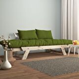 Woodesk Adalar Masif Natural-Yeşil Renk 2li Kanepe CPT8112-210