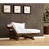 Woodesk Adalar Masif Ceviz-Kırık Beyaz Renk Berjer CPT8131-140