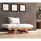 Woodesk Adalar Masif Tik-Kırık Beyaz Renk Berjer CPT8151-140