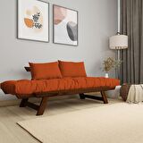 Woodesk Adalar Masif Ceviz-Turuncu Renk 2li Kanepe CPT8173-210 