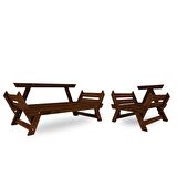 Woodesk Adalar Ceviz-Camel Renk, 2+1 Bahçe Takımı CPT8591-21CC