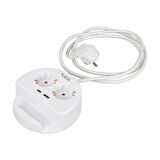 2Lİ USB + TYPE-C GİRİŞLİ TELEFON STANDLI 1.5 METRE GRUP PRİZ VE- G1102C (4434)