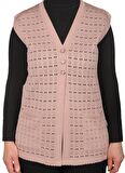 Kadın Pudra Merserize Yelek