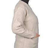 Büyük Beden Kadın krem  Düğmeli Kısa Hırka