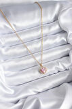 HediyeMarketim  Çelik Zincir Gold Renk Pembe Zirkon Taş Kalp Model Charm Kadın Kolye