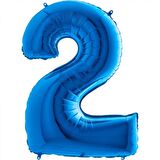 2 Rakam Mavi Folyo Balon 40 inç 100 cm