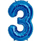 3 Rakam Mavi Folyo Balon 40 inç 100 cm