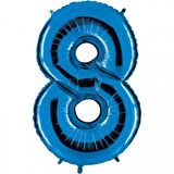 8 Rakam Mavi Folyo Balon 40 inç 100 cm