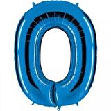 0 Rakam Mavi Folyo Balon 40 inç 100 cm