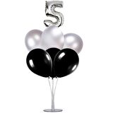7 li Balon Demeti 5 Yaş Gümüş Siyah Balon