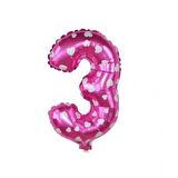 3 Rakam Pembe Kalpli Folyo Balon