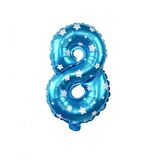 8 Rakam Mavi Yıldızlı Folyo Balon