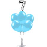 7 li Balon Demeti 7 Gümüş Mavi Balon