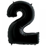 2 Rakam Siyah Folyo Balon 40 inç 100 cm