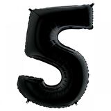 5 Rakam Siyah Folyo Balon 40 inç 100 cm