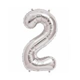 2 Rakam Gümüş Folyo Balon 32 inc 72 cm