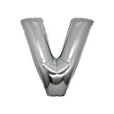 V Harf Gümüş Folyo Balon 34 inc 80 cm