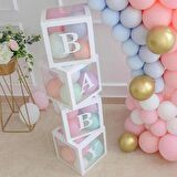 Şeffaf Kutu Baby Yazılı Harf Beyaz 25 cm Balon Hediyeli