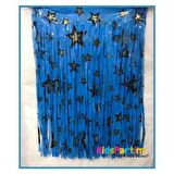 Metalize Yıldız Baskılı Mavi Masa Püskülü