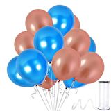 Metalik Rose Gold ve Koyu Mavi Balon