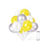 50 Adet Metalik Beyaz Gümüş Sarı Balon 3 Renk