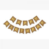 Happy Bırthday Yazı Kraft/ Gold Banner